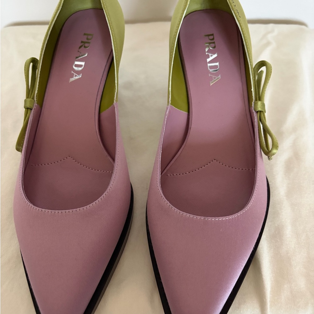 Prada Pink and Olive Green Heels - Picture 6 of 8